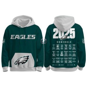 Philadelphia Eagles Season Game Schedule 2025 Green Hoodie