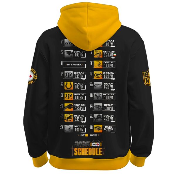 Pittsburgh Steelers Season Game Schedule 2025 Black Hoodie