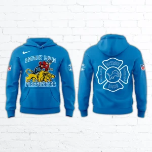 Detroit Lions 2025 Firefighter Appreciation Blue Hoodie