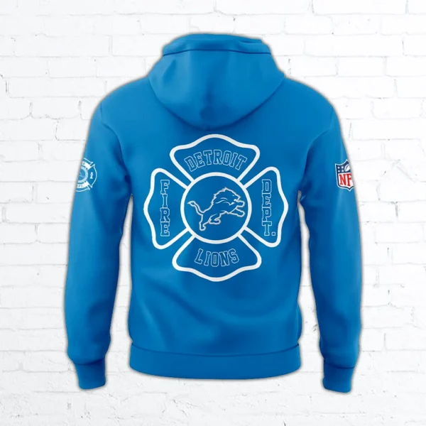 Detroit Lions 2025 Firefighter Appreciation Blue Hoodie