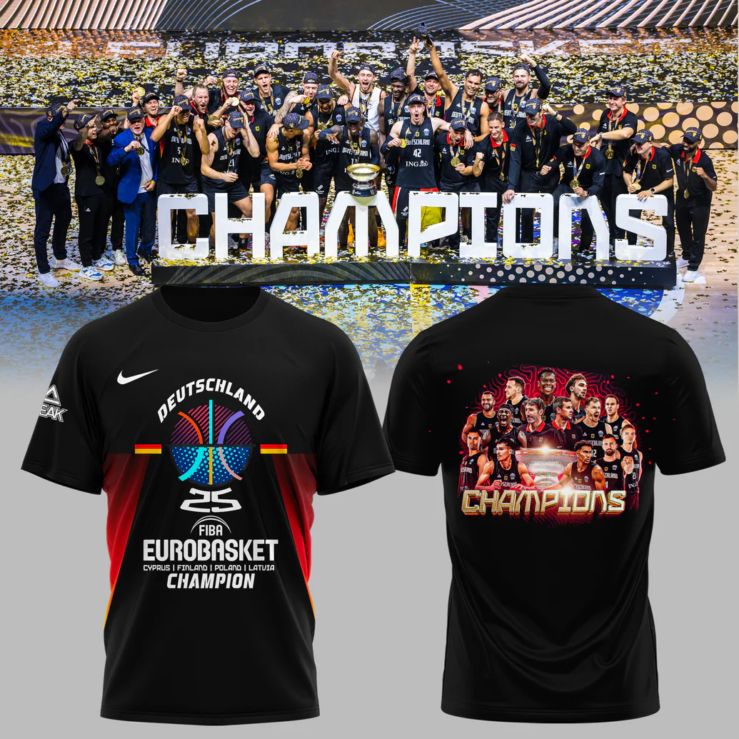 Deutschland Basketball FIBA EuroBasket 2025 Champion Edition T-Shirt - Wear The Pride Deutschland Basketball FIBA EuroBasket 2025 Champion Edition T-Shirt - Wear The Pride