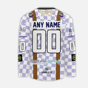 Back view of the Glasgow Clan Oktoberfest hockey jersey showing the placeholder for a custom name and number.