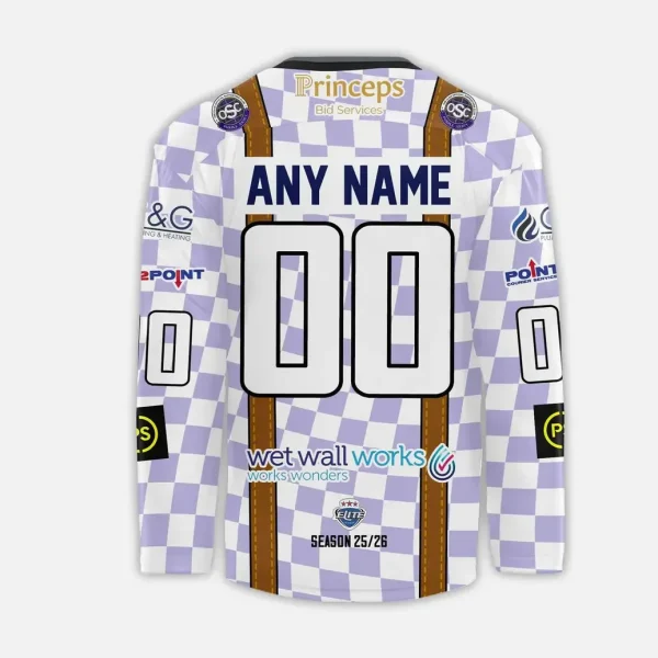 Back view of the Glasgow Clan Oktoberfest hockey jersey showing the placeholder for a custom name and number.