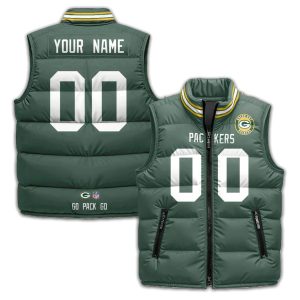 Green Bay Packers Custom Puffer Vest – Show Your Team Pride! Shop Now!