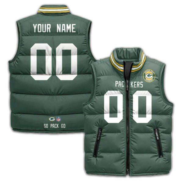 Green Bay Packers Custom Puffer Vest – Show Your Team Pride! Shop Now!