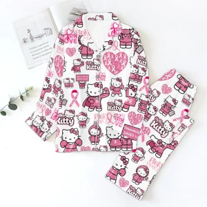 Hello Kitty Pink Power Never Give Up Satin Pajamas