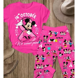 Micky Mouse In October We Wear Pink Limited Pajamas Set