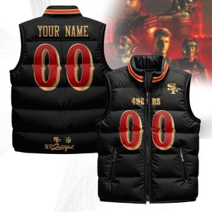 Personalized SF 49ers Puffer Vest – Custom Name & Number NFL Fan Gear
