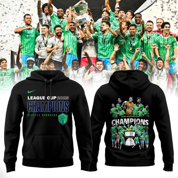 Seattle Sounders 2025 Champions League Cup Black Hoodie