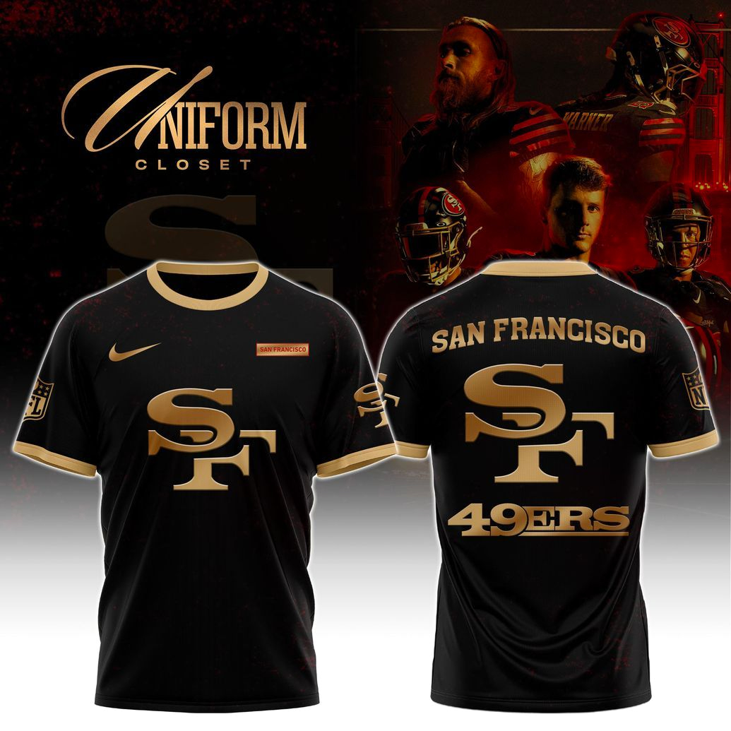 SF49ers Special Edition Custom Name T-Shirt - Black Gold NFL Fan Gear SF49ers Special Edition Custom Name T-Shirt - Black Gold NFL Fan Gear