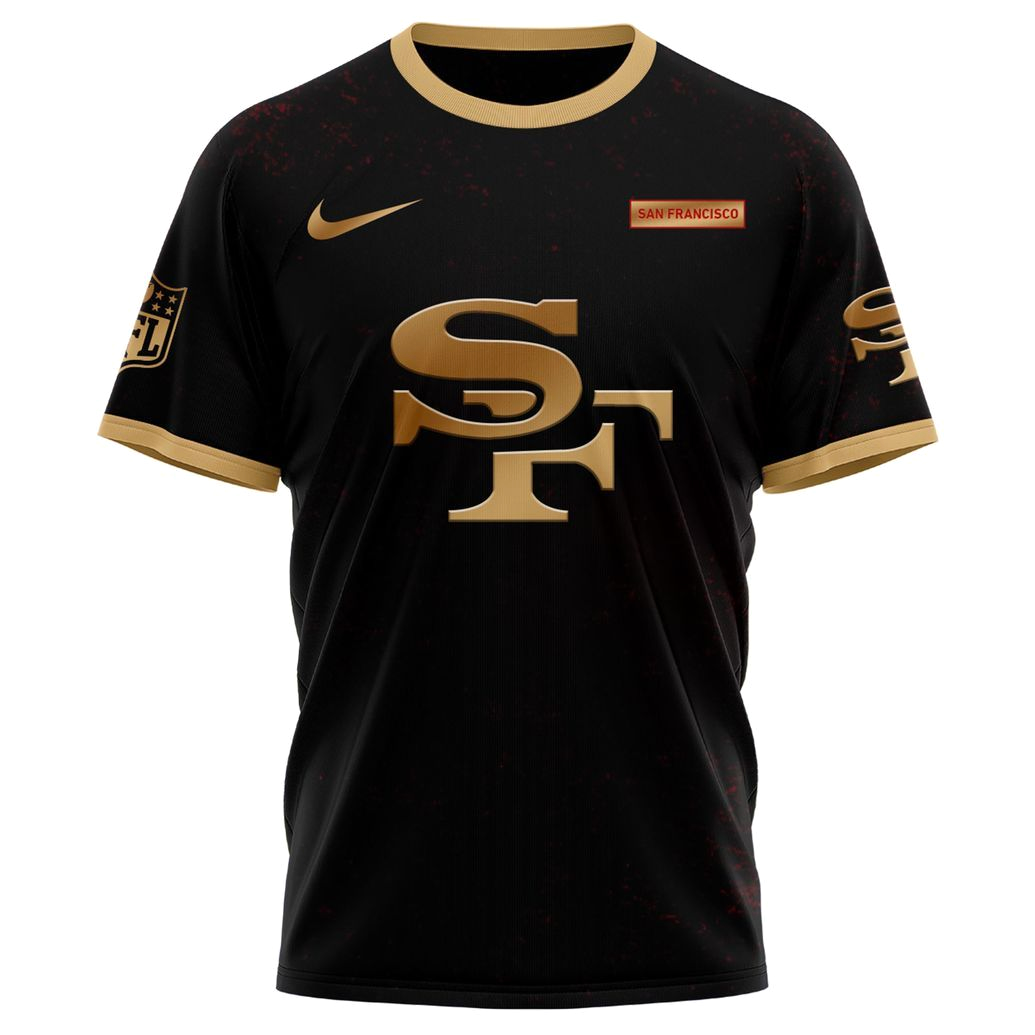 SF49ers Special Edition Custom Name T-Shirt - Black Gold NFL Fan Gear SF49ers Special Edition Custom Name T-Shirt - Black Gold NFL Fan Gear