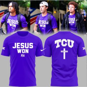 TCU Football x Jesus Won TCU FCA Purple T-Shirt