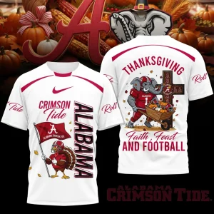 Alabama Crimson Tide Thank Giving Pray For Touchdowns T-Shirt