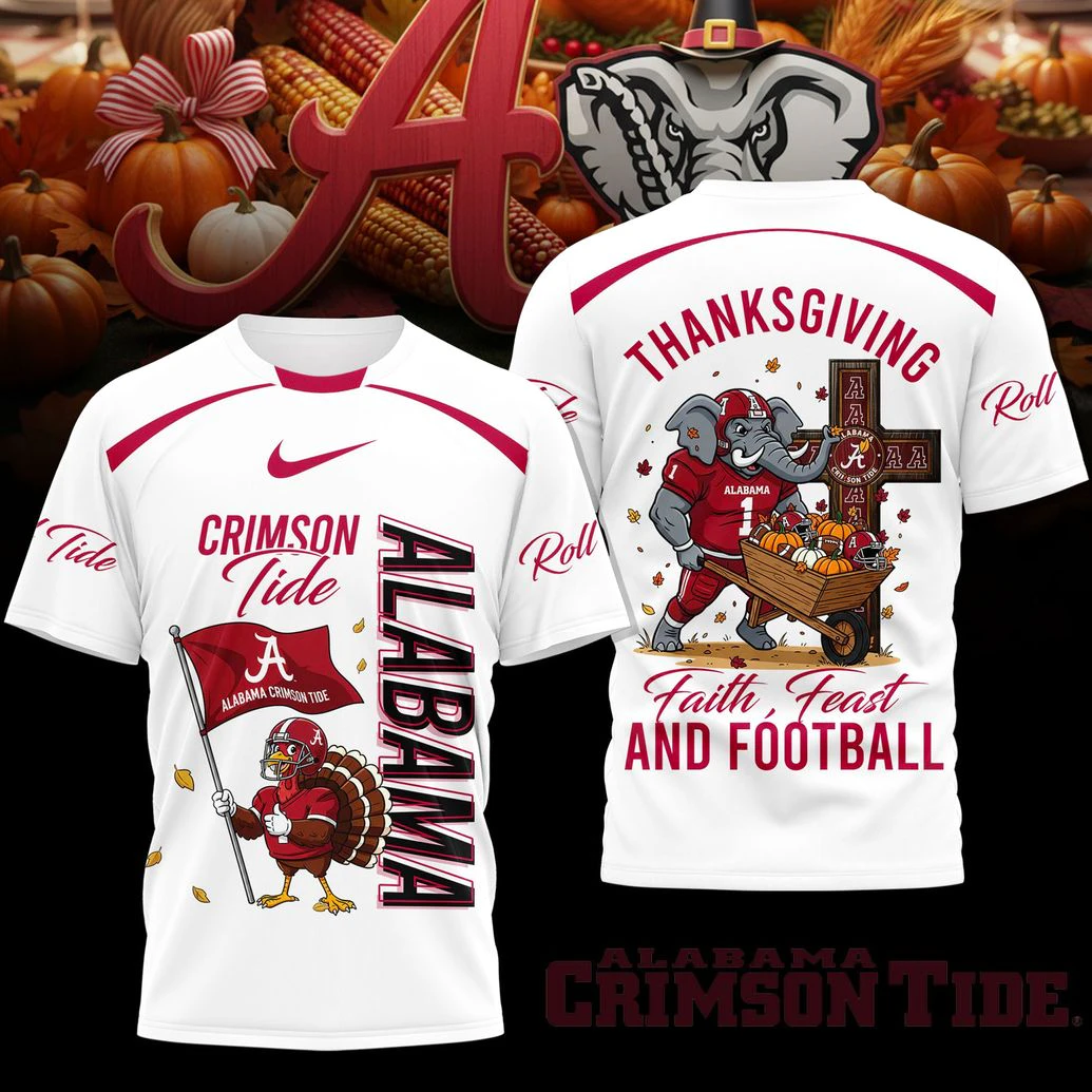 Alabama Crimson Tide Thank Giving Pray For Touchdowns T-Shirt Alabama Crimson Tide Thank Giving Pray For Touchdowns T-Shirt
