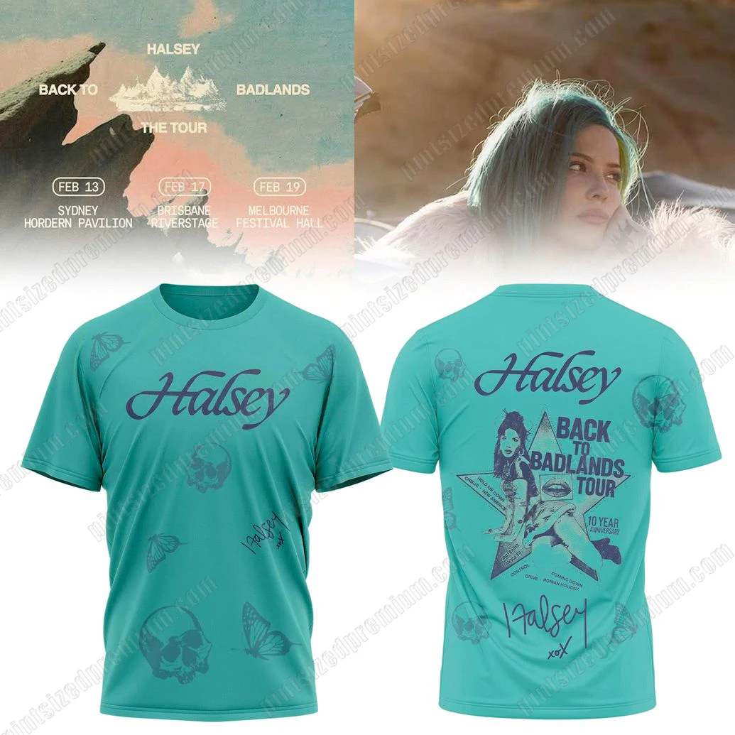 Back to Badlands Tour 2025 Halsey Blue T-Shirt Back to Badlands Tour 2025 Halsey Blue T-Shirt