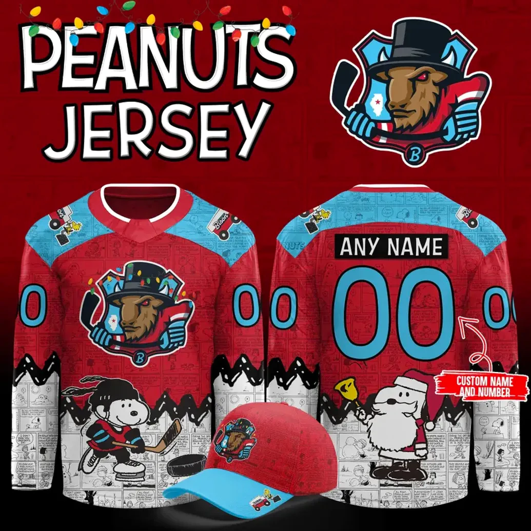 Bloomington Bison Peanuts Night 2025 2026 Hockey Jersey 1 Bloomington Bison Peanuts Night 2025 - 2026 Hockey Jersey