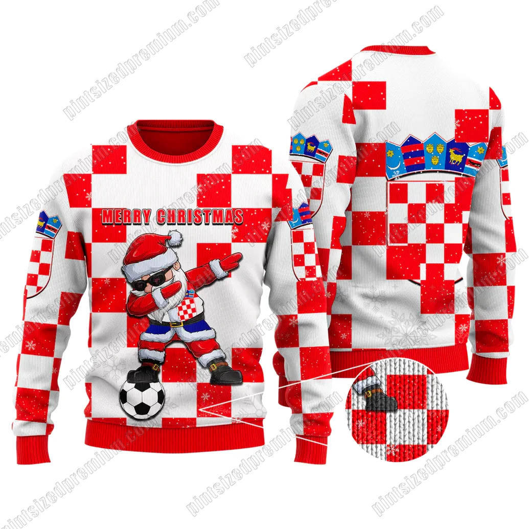 Croatia Christmas Santa Claus Dabbing Knitted Sweater Croatia Christmas Santa Claus Dabbing Knitted Sweater