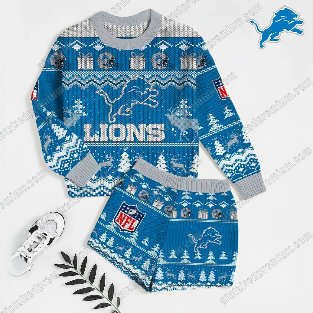 Detroit Lions Merry Christmas 2025 Premium Ugly Sweater & Short Detroit Lions Merry Christmas 2025 Premium Ugly Sweater & Short