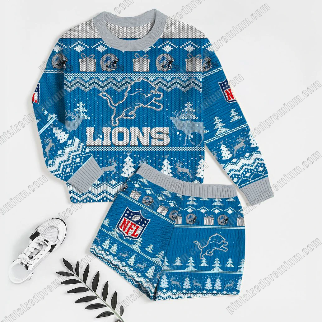 Detroit Lions Merry Christmas 2025 Premium Ugly Sweater & Short Detroit Lions Merry Christmas 2025 Premium Ugly Sweater & Short