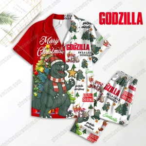 Fa La La Godzilla Merry Christmas Pajamas Set