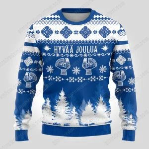 Finland Christmas Hannunvaakuna Tattoo Ugly Christmas Sweater Hyvaa Joulua