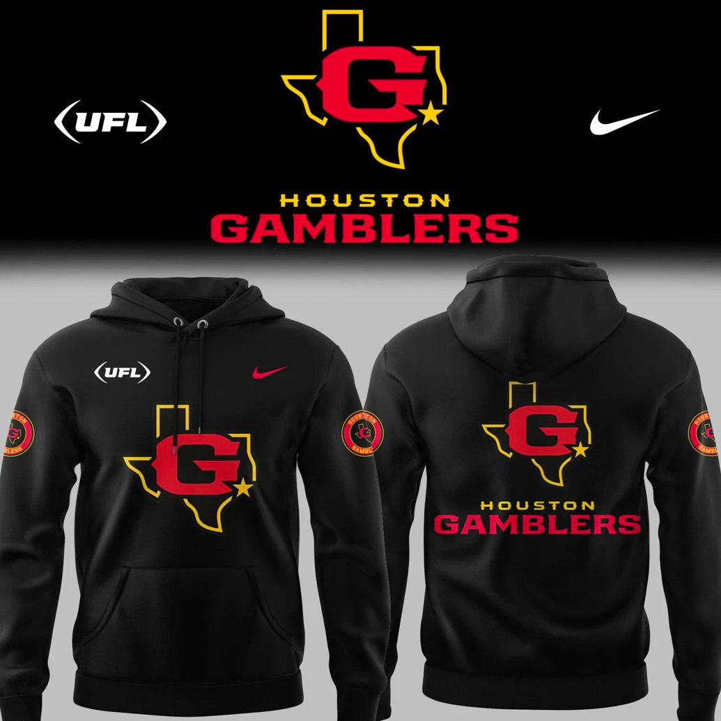 Houston Gamblers Football Black Limited Hoodie Houston Gamblers Football Black Limited Hoodie