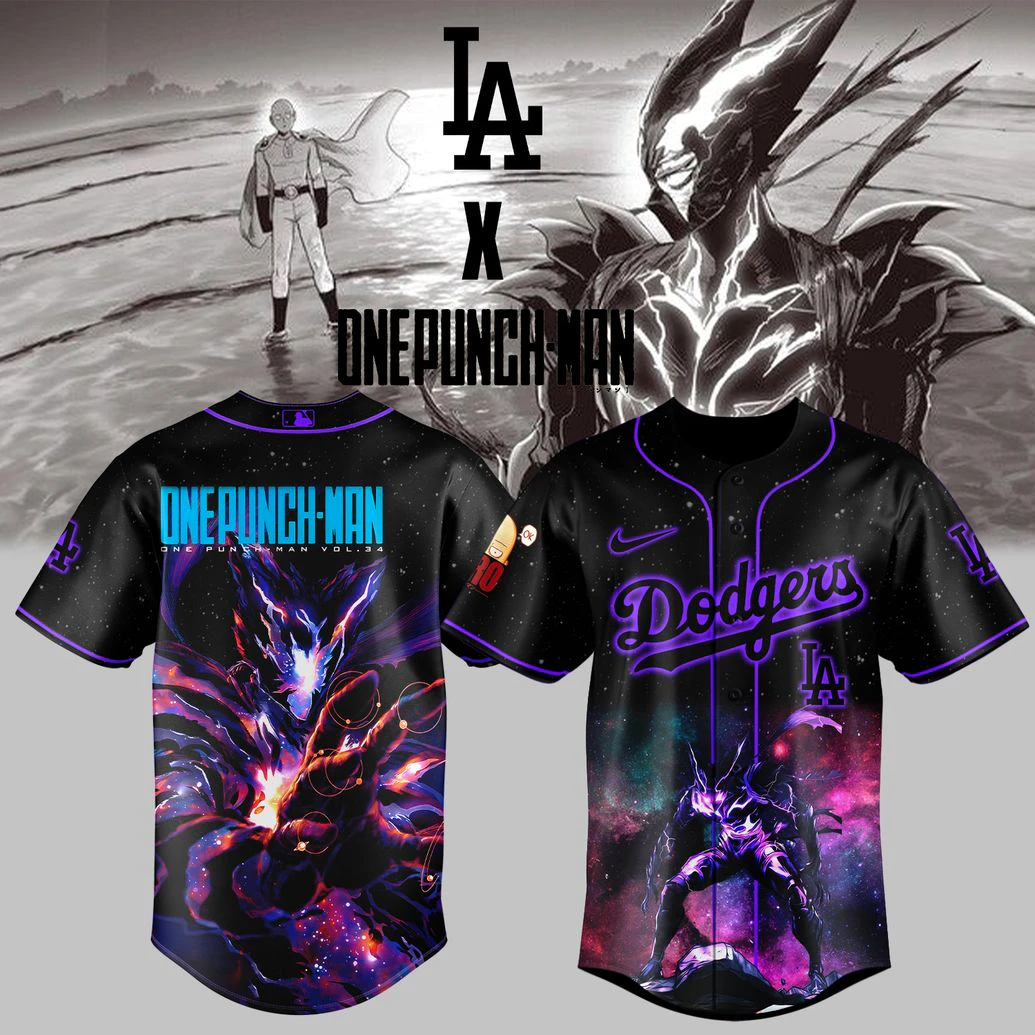 LA Dodgers x One Punch Man 2025 Fans Baseball Jersey LA Dodgers x One Punch Man 2025 Fans Baseball Jersey