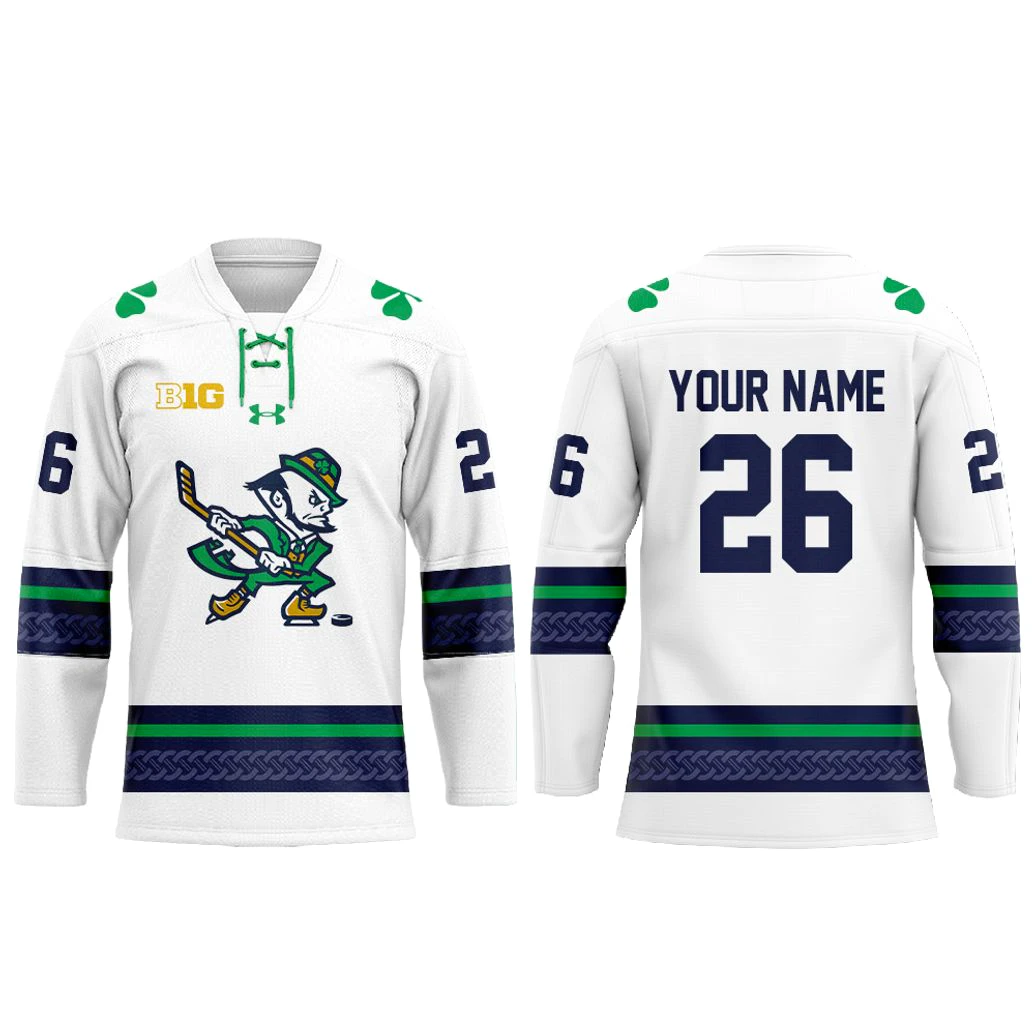 Notre Dame Fighting Irish Leprechaun 2025 Hockey Jersey 2 Notre Dame Fighting Irish Leprechaun 2025 Hockey Jersey