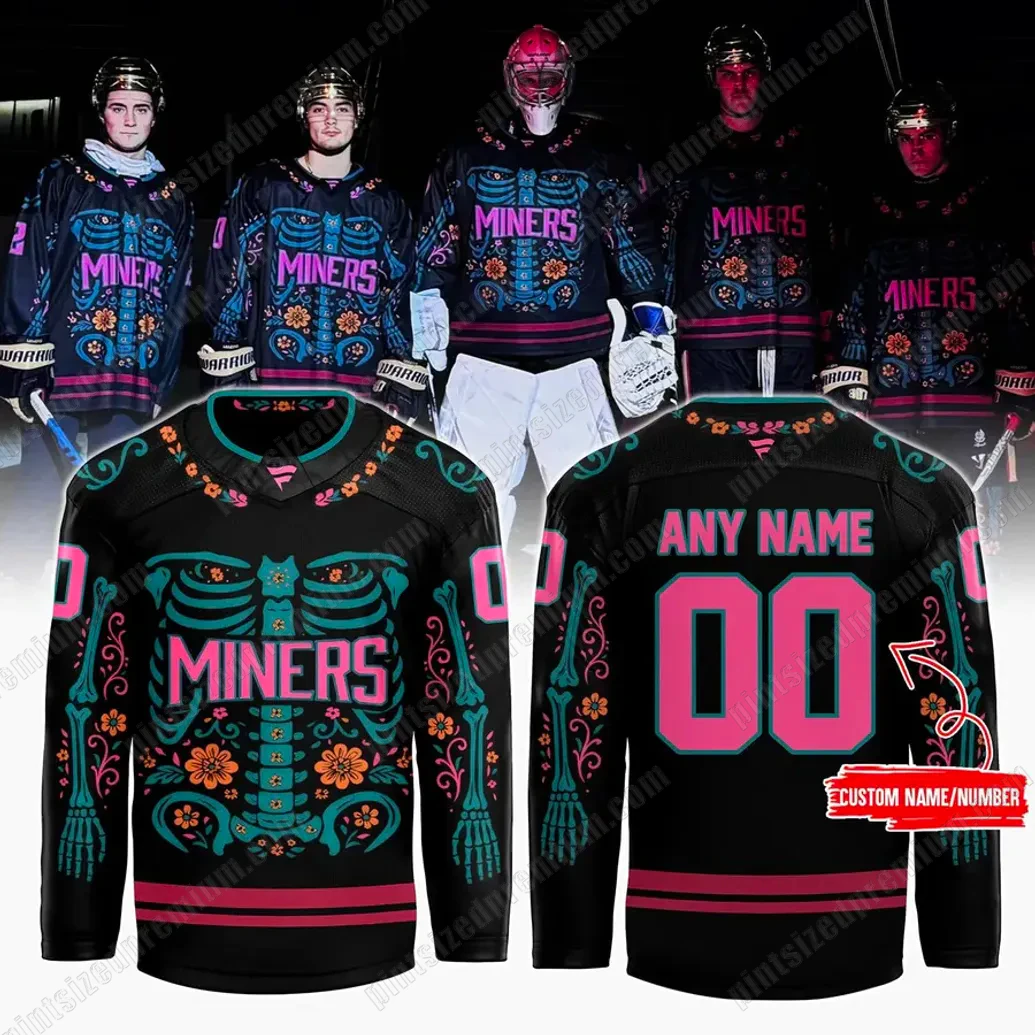 Rock Springs Miners Día de Muertos 2025 Special Hockey Jersey Rock Springs Miners Día de Muertos 2025 Special Hockey Jersey