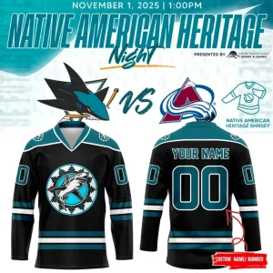 San Jose Sharks 2025 Native American Heritage Night Jersey