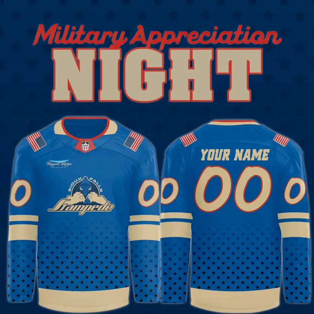 Sioux Falls Stampede Military Night 2025 Hockey Jersey 1 Sioux Falls Stampede Military Night 2025 Hockey Jersey