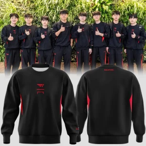T1 Worlds Uniform Black Red 2025 Sweatshirt T1 Worlds Uniform Black Red 2025 Sweatshirt