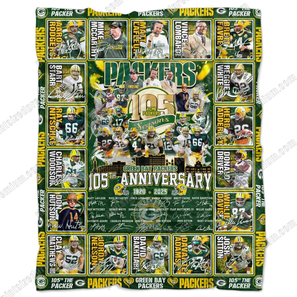 The Green Bay Packers 105th Anniversary 1920-2025 Fleece Blanket The Green Bay Packers 105th Anniversary 1920-2025 Fleece Blanket