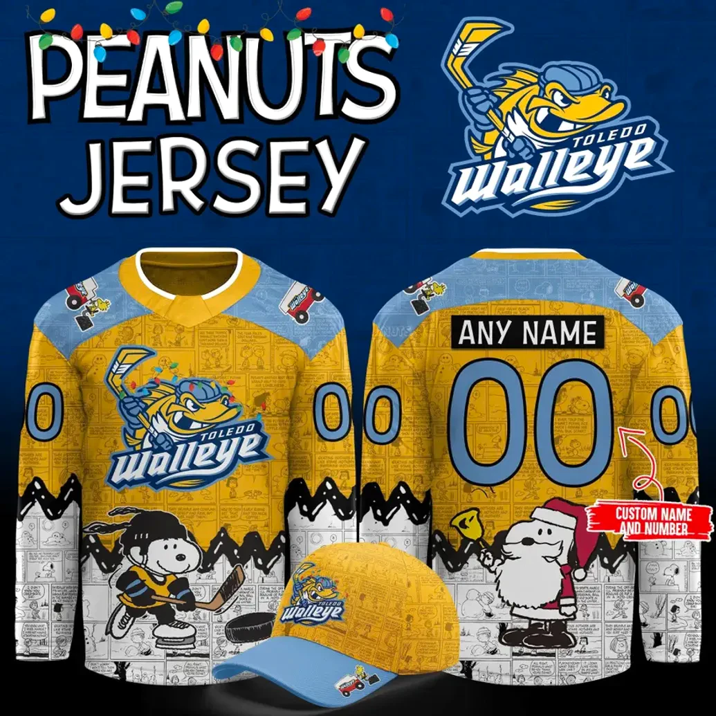 Toledo Walleye Peanuts Night 2025 2026 Hockey Jersey 1 Toledo Walleye Peanuts Night 2025 - 2026 Hockey Jersey