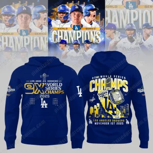 9X LA Dodgers World Series Champions 2025 For Fans Limited Edition T-Shirt, Zip Hoodie