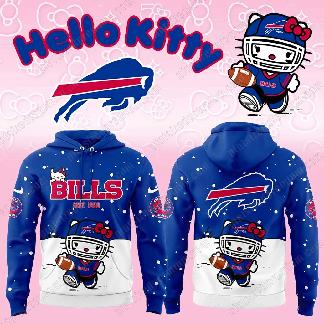 Buffalo Bills x Hello Kitty 2025 Since 1960 Hoodie Cap Buffalo Bills x Hello Kitty 2025 Since 1960 Hoodie Cap