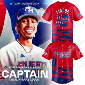 Captain Francisco Lindor Puerto Rico 2026 World Baseball Classic Jersey Captain Francisco Lindor Puerto Rico 2026 World Baseball Classic Jersey