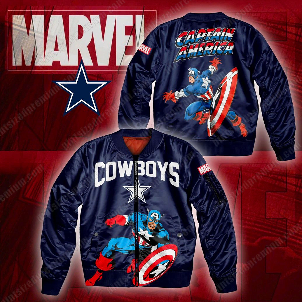 Dallas Cowboys Captain America Marvel Bomber Jacket Dallas Cowboys Captain America Marvel Bomber Jacket