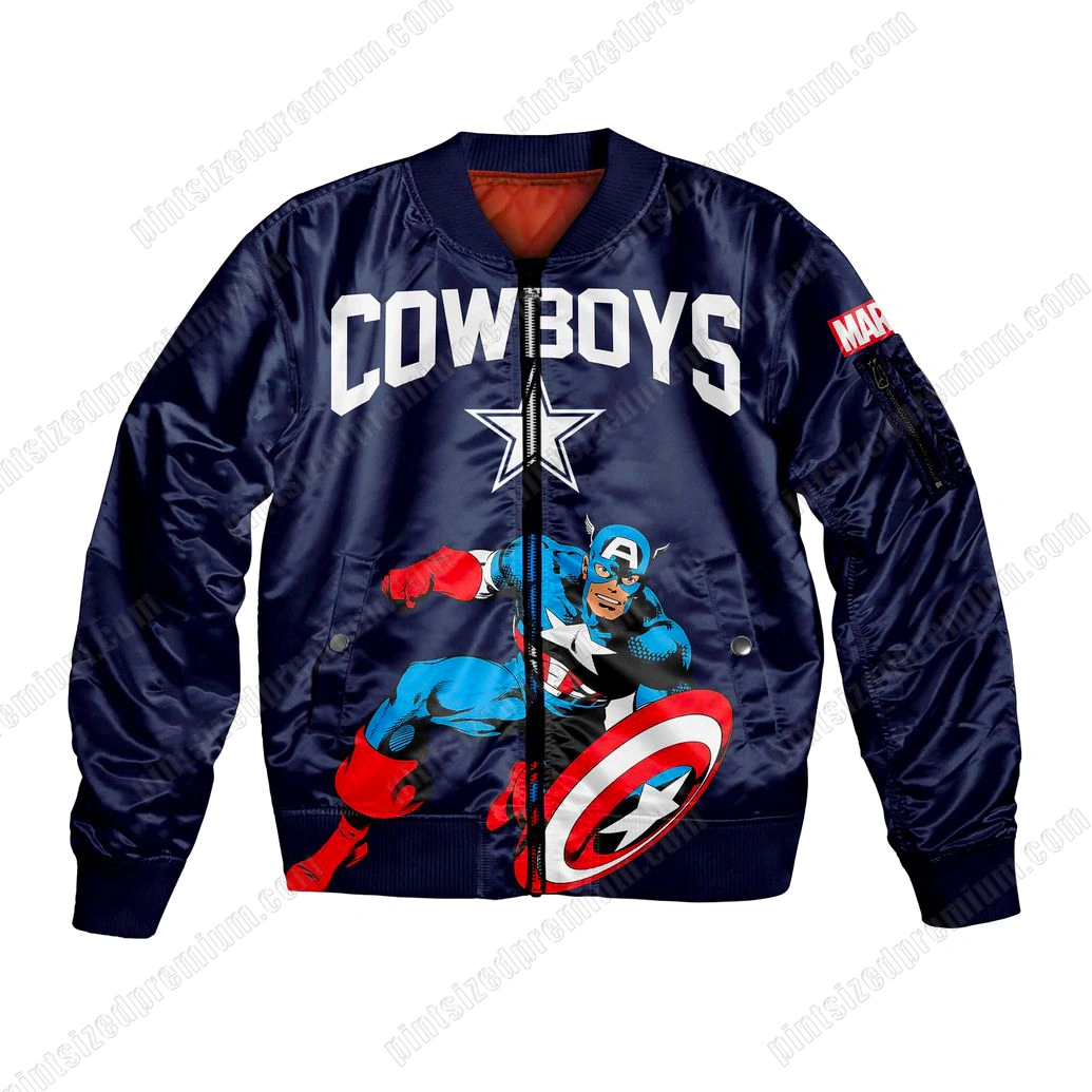 Dallas Cowboys Captain America Marvel Bomber Jacket Dallas Cowboys Captain America Marvel Bomber Jacket