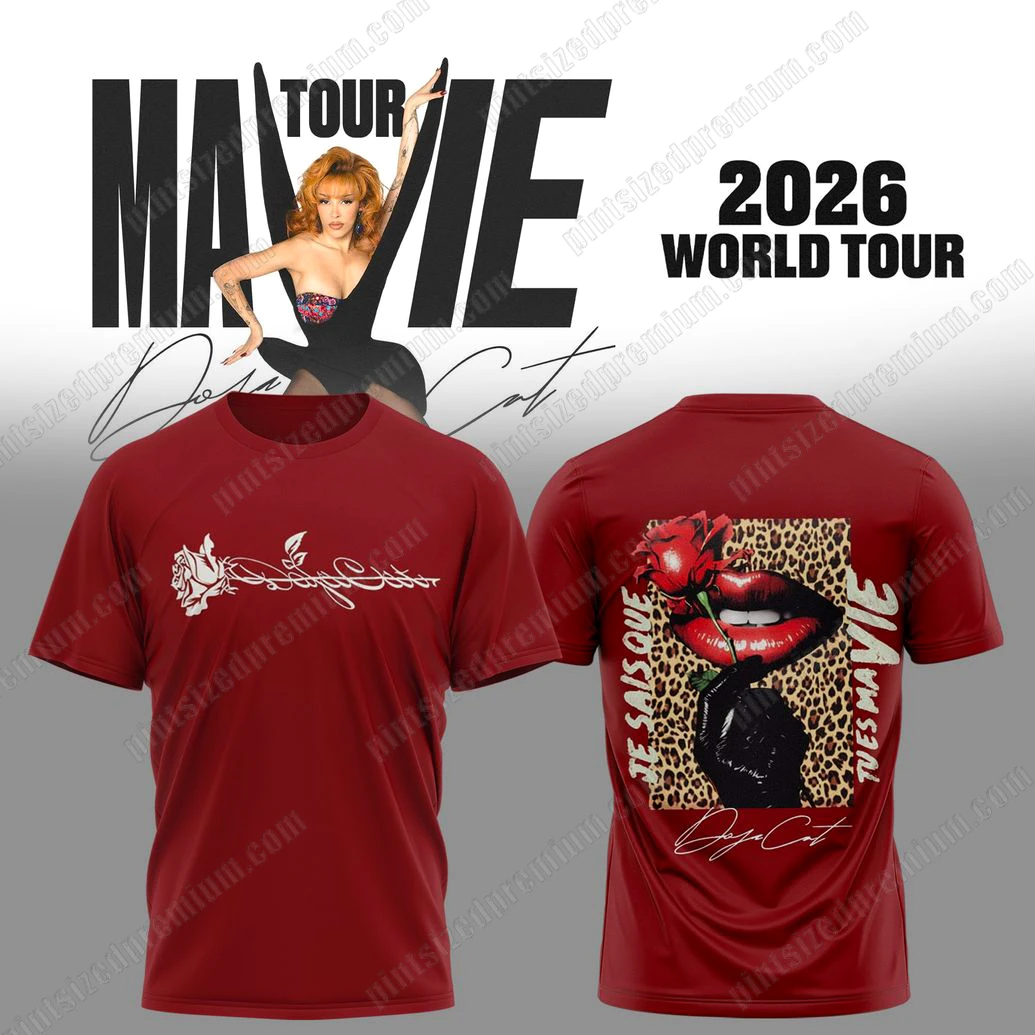 Doja Cat Ma Vie World Tour 2026 Red T-Shirt Doja Cat Ma Vie World Tour 2026 Red T-Shirt