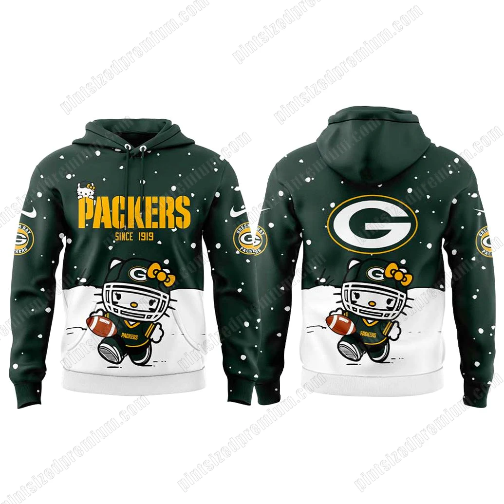 Green Bay Packers x Hello Kitty 2025 Since 1919 Hoodie Cap Green Bay Packers x Hello Kitty 2025 Since 1919 Hoodie Cap