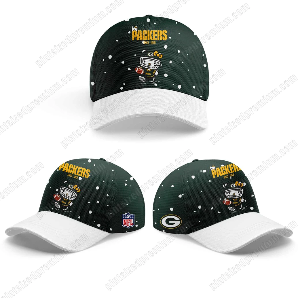 Green Bay Packers x Hello Kitty 2025 Since 1919 Hoodie Cap Green Bay Packers x Hello Kitty 2025 Since 1919 Hoodie Cap