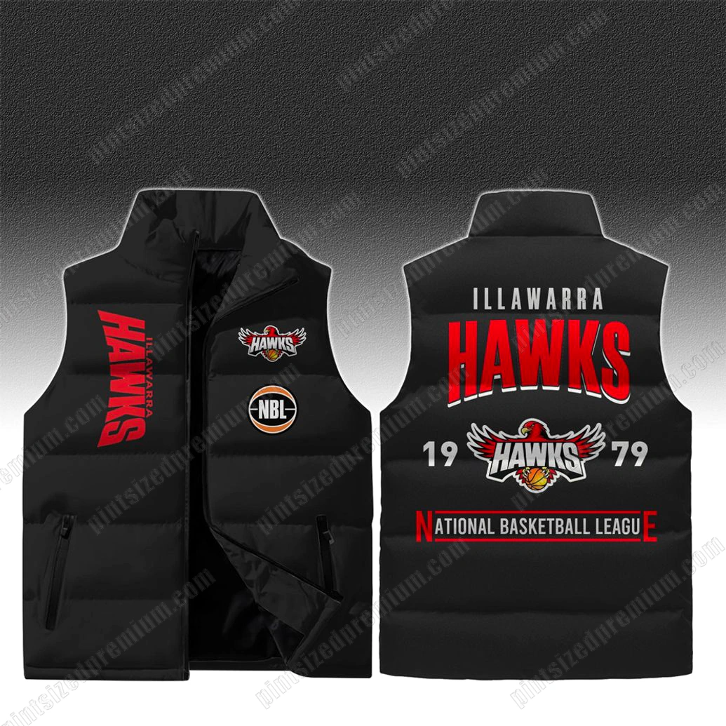 Illawarra Hawks NBL Sleeveless Puffer Jacket Illawarra Hawks NBL Sleeveless Puffer Jacket