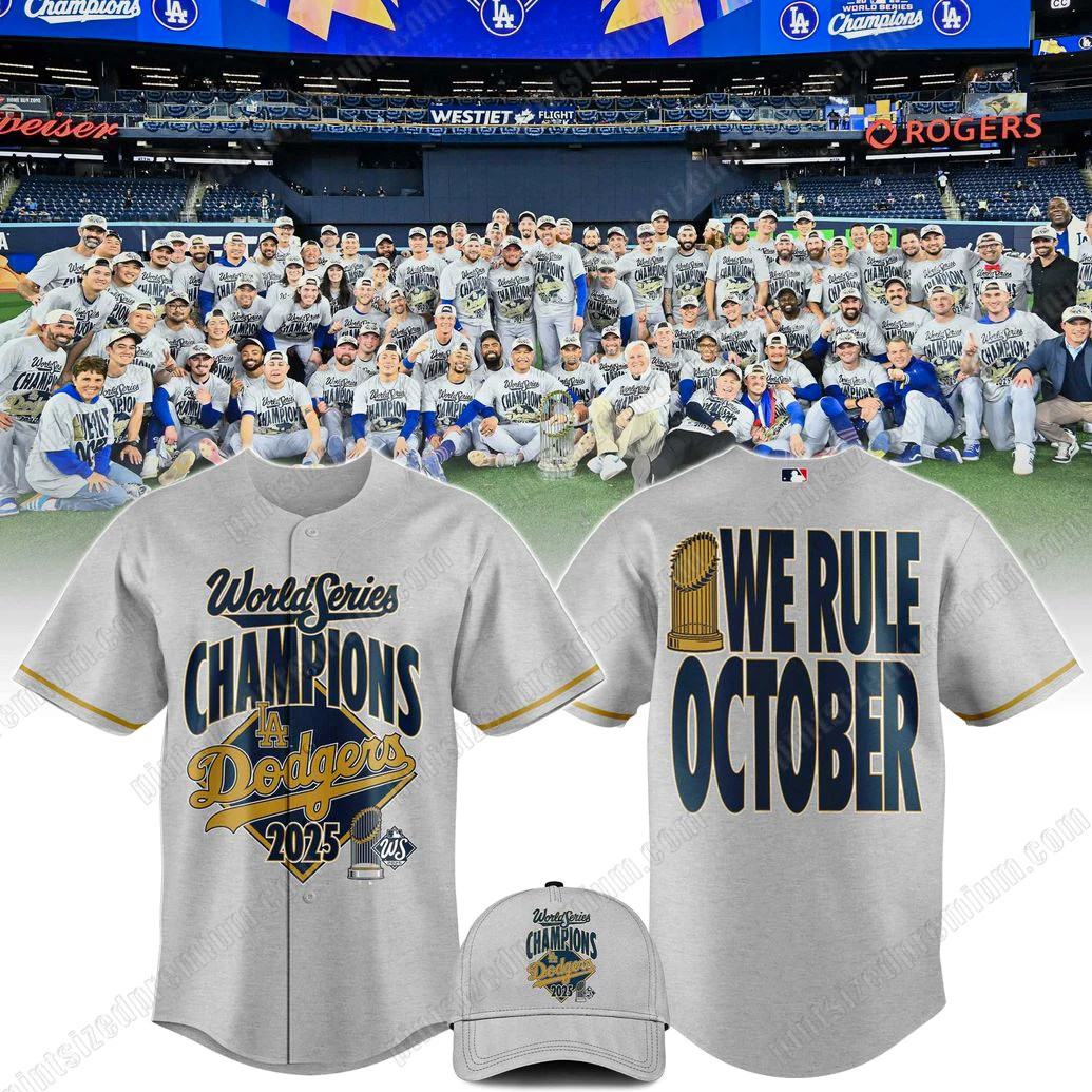 LA Dodgers World Series Champions 2025 Grey Jersey LA Dodgers World Series Champions 2025 Grey Jersey
