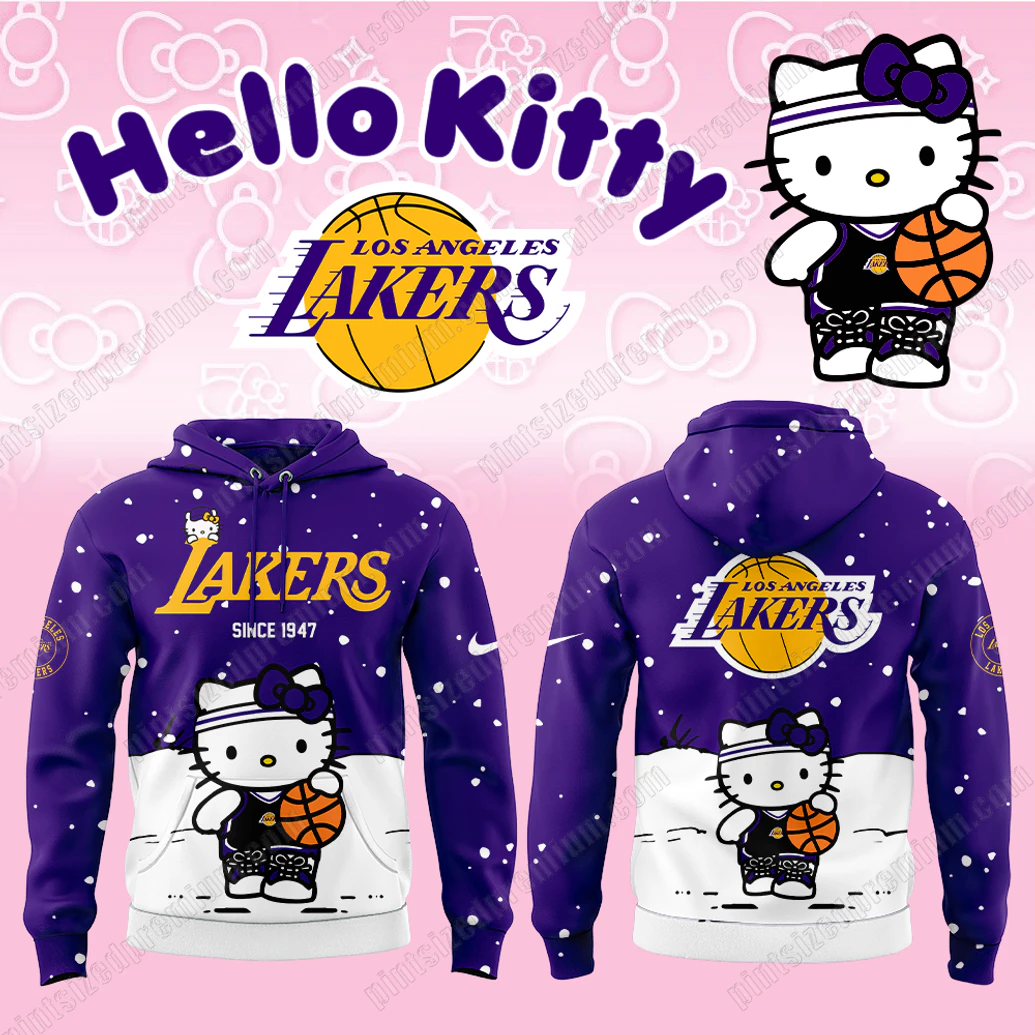 Los Angeles Lakers x Hello Kitty 2025 Since 1947 Hoodie Cap Los Angeles Lakers x Hello Kitty 2025 Since 1947 Hoodie Cap
