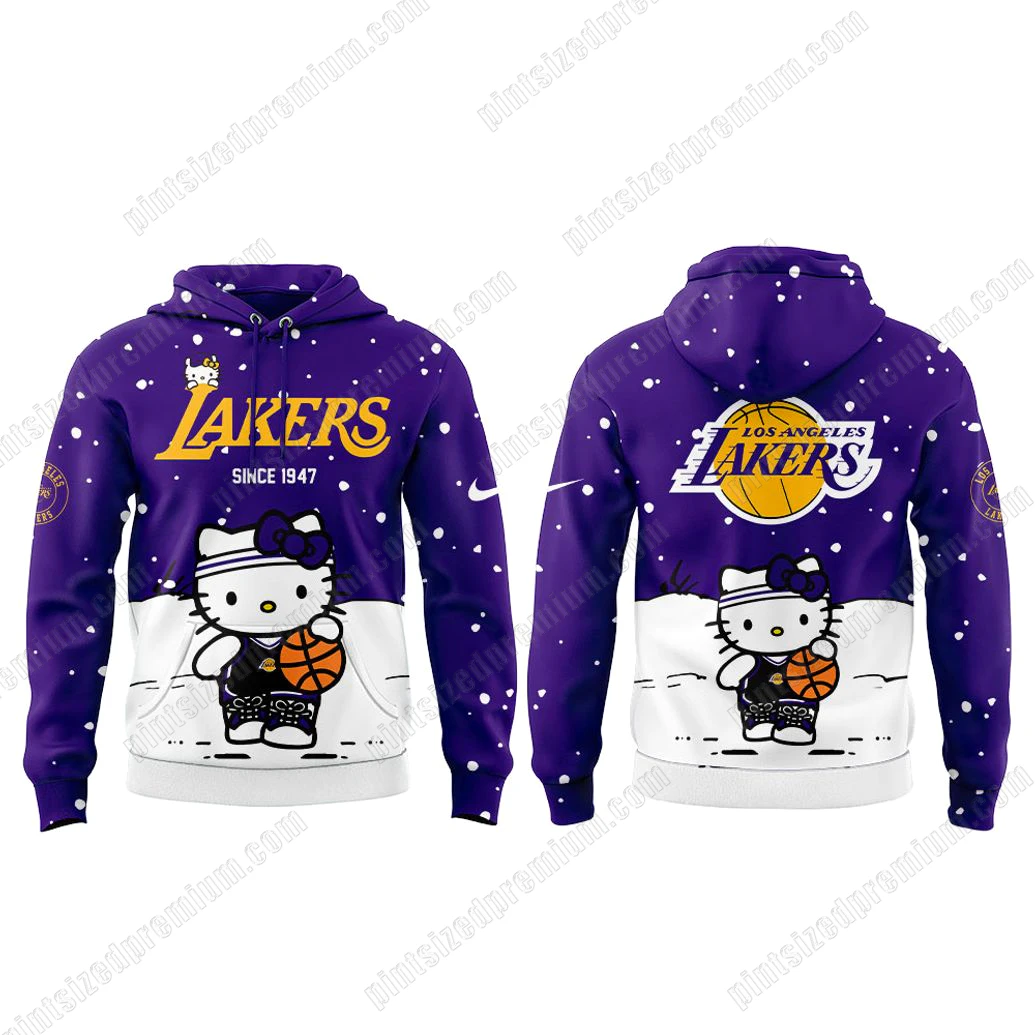 Los Angeles Lakers x Hello Kitty 2025 Since 1947 Hoodie Cap Los Angeles Lakers x Hello Kitty 2025 Since 1947 Hoodie Cap