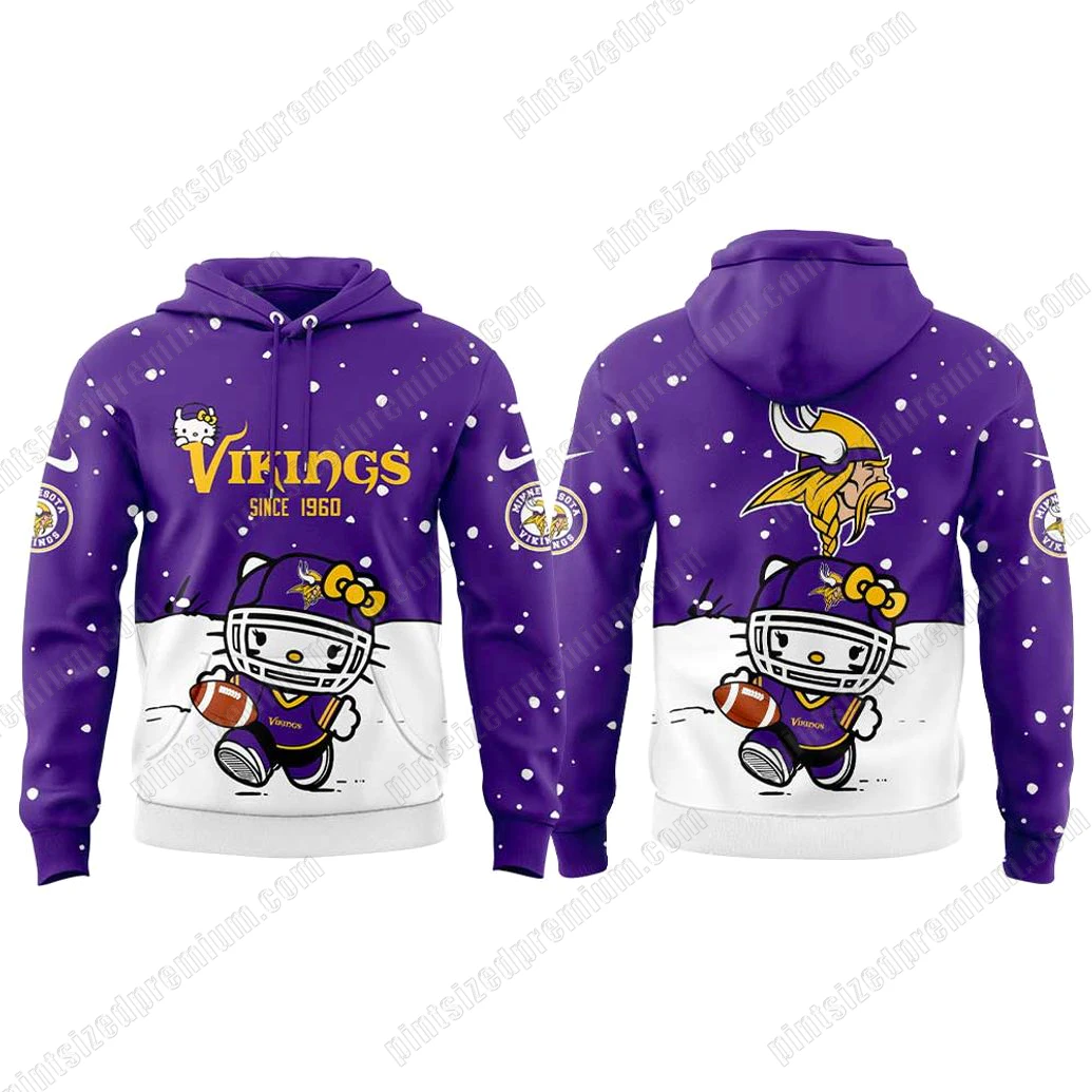 Minnesota Vikings x Hello Kitty 2025 Since 1933 Hoodie Cap Minnesota Vikings x Hello Kitty 2025 Since 1933 Hoodie Cap