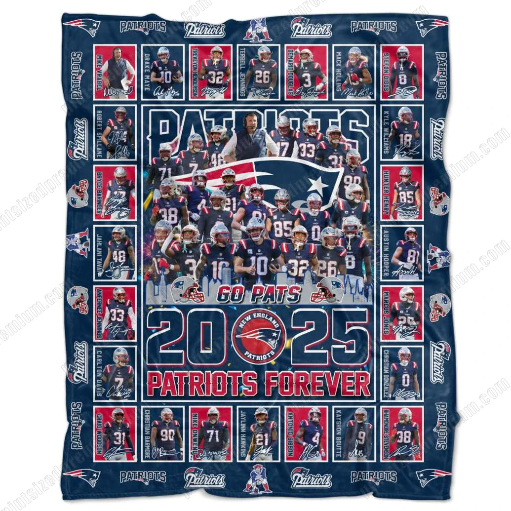 New England Patriots Go Pats 2025 Forever Fleece Blanket New England Patriots Go Pats 2025 Forever Fleece Blanket
