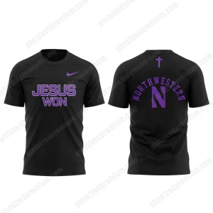 Northwestern Football Jesus Won Black T-Shirt