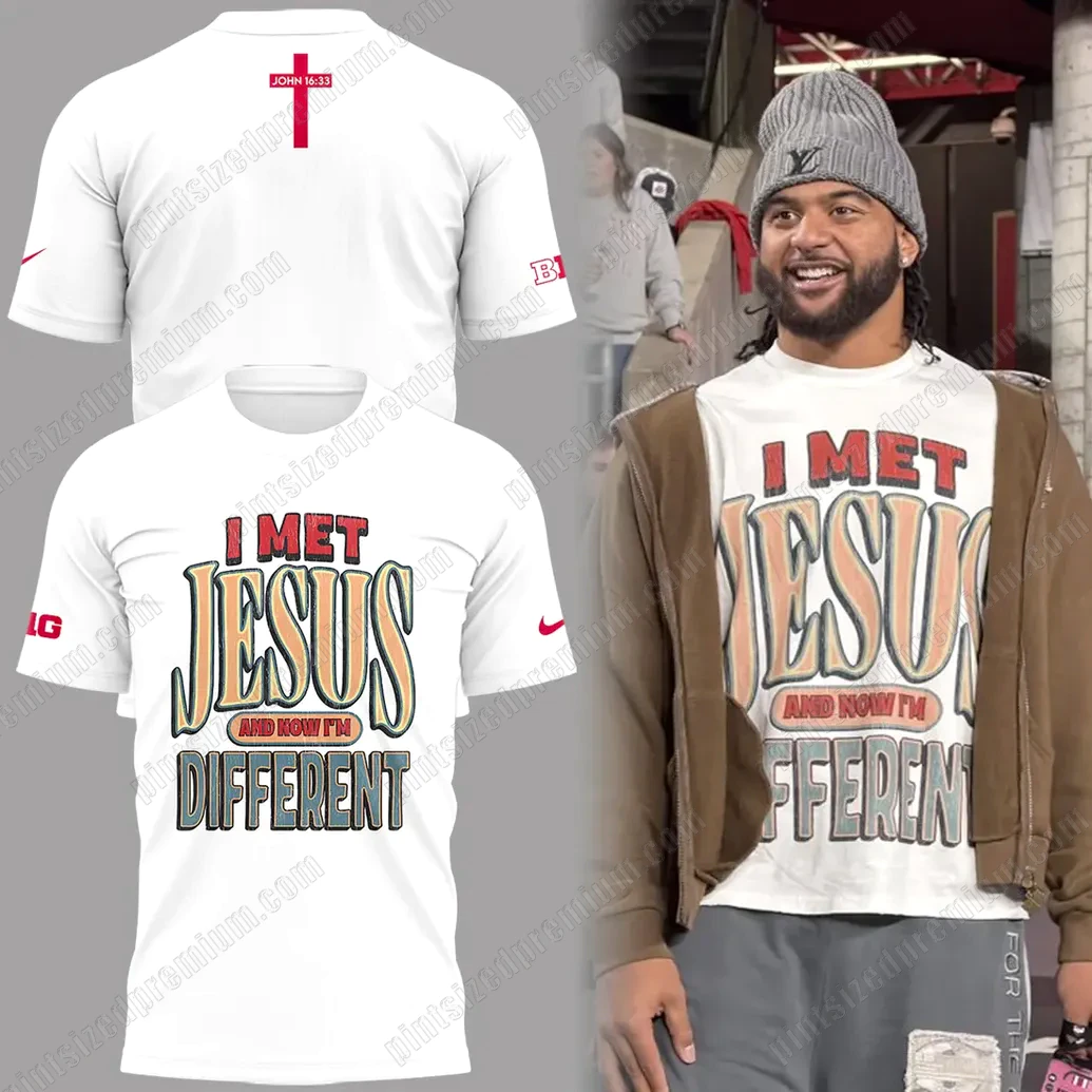 Ohio State Football White I Met Jesus And Now I'm Different T-Shirt Ohio State Football White I Met Jesus And Now I'm Different T-Shirt